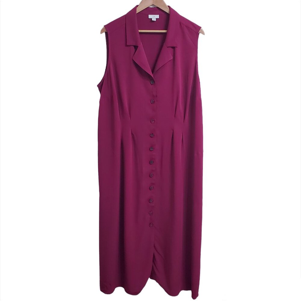 COPY - J. Jill Womens Sleeveless Fit & Flare Maxi ShirtDress 2X Winterberry Vis…
